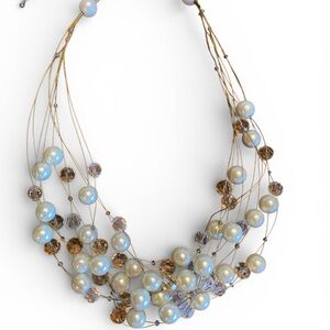 Elegant or Pearl and Crystal Necklace